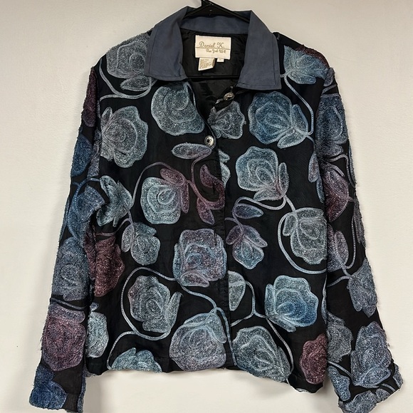 Daniel K Jackets & Blazers - Daniel K New York Embroidered Floral SILK Jacket, BOHO, Fully Lined, L